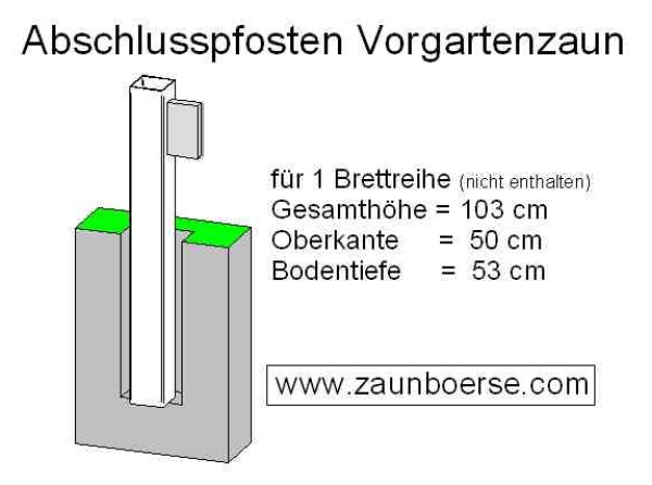 Abschlusspfosten (110x110mm) für 1 Brettreihe - Lg= 103cm - Lo=50cm - Lb=53 cm - Weiss - PVC